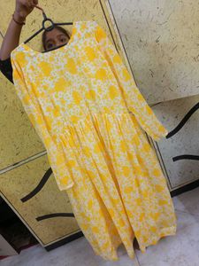 Fit And Flare Georgette Long Sleeve Gown With Belt