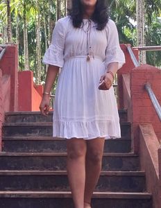 White Skater Above Knee Dress