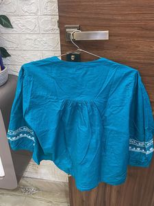 Embroidered Teal Top