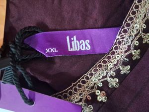 New Libas Silk Blend Burgundy Kurta Set (XXL)