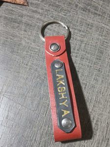 LAKSHYA Nameplate Keychain|Leather Keyring