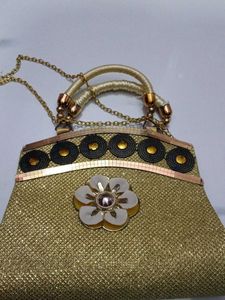 Golden Glitter Clutch Bag Set