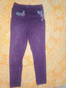 Title:Kotty Women&#39;s Maroon Skinny Fit Embroidered