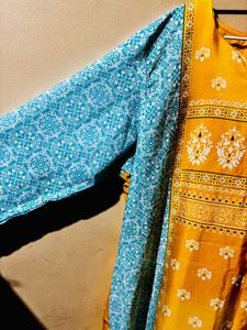 Beautiful Yellow &amp; Blue Kurta -3XL