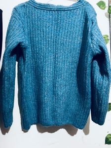 Teal V-Neck Knit Sweater