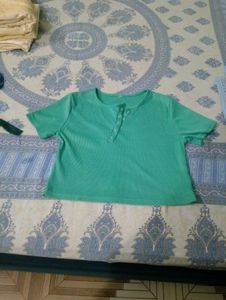Cute Green Ribbed Top