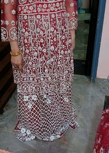 Elegant Maroon &amp; White Lehenga Choli