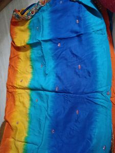 Heavy Work Partywear Multicolour Silk Saree