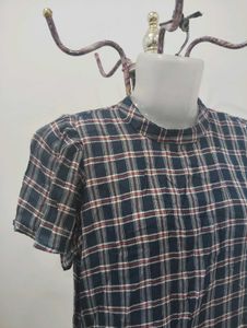 Plaid Mock Neck Top