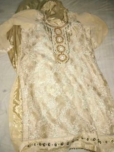 Elegant Gold Embellished Pakistani Dress