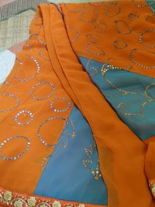 Orange &amp; Blue Salwar Kameez Suit