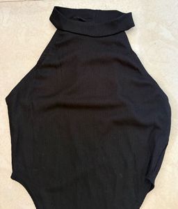 Chic Black Ribbed Bodysuit