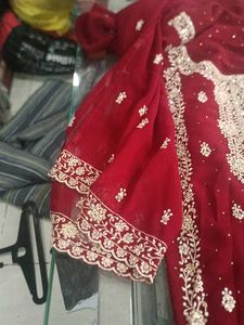 Elegant Maroon Embroidered Suit