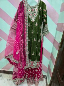 bridal heavy Sharara suit set