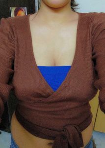 ZARA Brown Wrapping Top