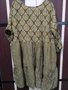 Olive Green Printed Kurti