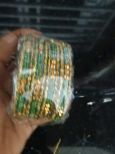 Green &amp; Gold Bangle Set