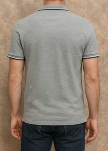 Gray Polo Shirt with Trim