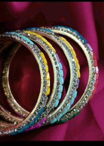 Multicolor vibrant  bangles set of 4 churi