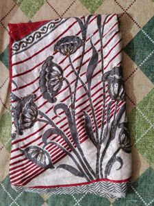 Embroidered Red &amp; white ethnic Saree🤍