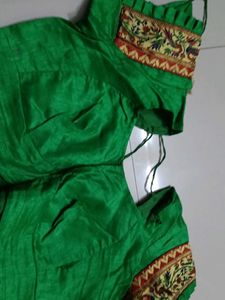 Pink &amp; Green Embroidered Saree