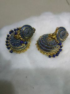 Blue Jhumka Earring Medium Size