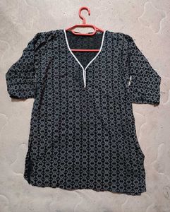 Patterned Black Kurti Top
