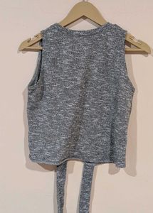 Gray Music Graphic Crop Top