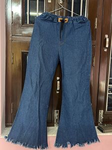 Denim Flare Cropped Pants