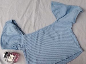 Blue Puff Sleeve Top