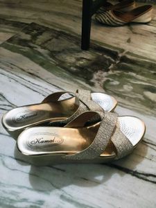 Shinny Golden Party Wear Heels