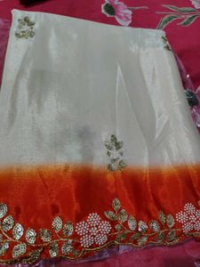 Elegant Green &amp; Pink Saree Pure Chinon
