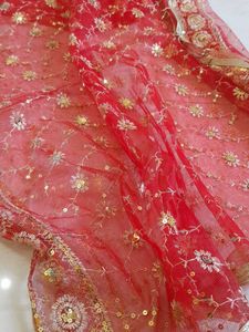 Red Embroidered Dupatta