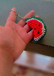 Watermelon Crochet Keychain