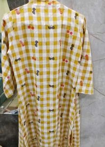 Yellow Checkered Button-Down Dress