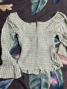 Cute Green Checkered CROP Top