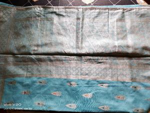 Light Blue Woven Fabric with Paisley Detail