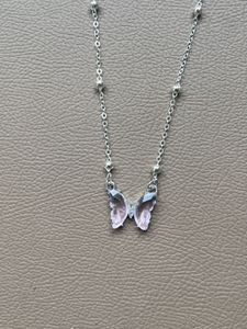 Crystal Butterfly Pendant Necklace