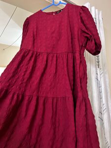 Beautiful Maroon Textured Dress