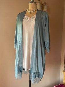 Vintage Blue Lace Trim Robe