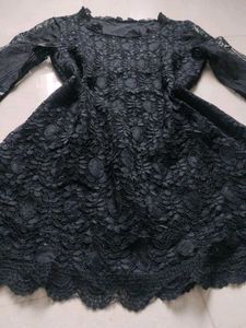 Korean Lace Balloon Sleeve Mini Dress