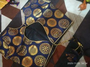 Elegant Blue & Gold Blouse