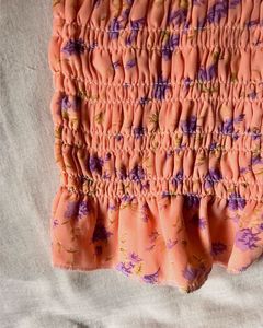 Peach Smocked Floral Dress