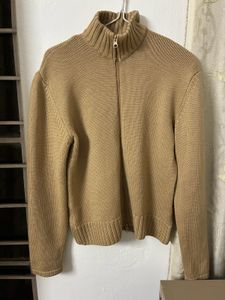Tan Knit Zip-Up