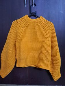 H&amp;M Orange Ribbed Crop Sweater