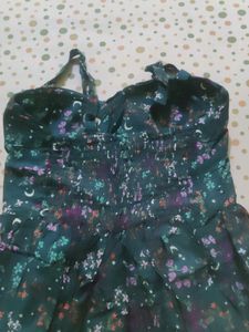 Mini Floral Green Stripped Dress