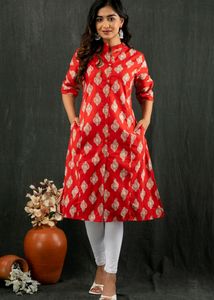 Sale! Brand New A-line Cotton Kurti- Red