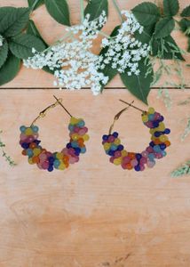 Rainbow Beaded Hoop Earrings