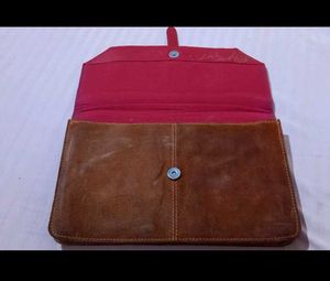 Red &amp; Brown Leather Clutch