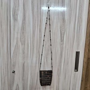 Brown Beaded Slingbag